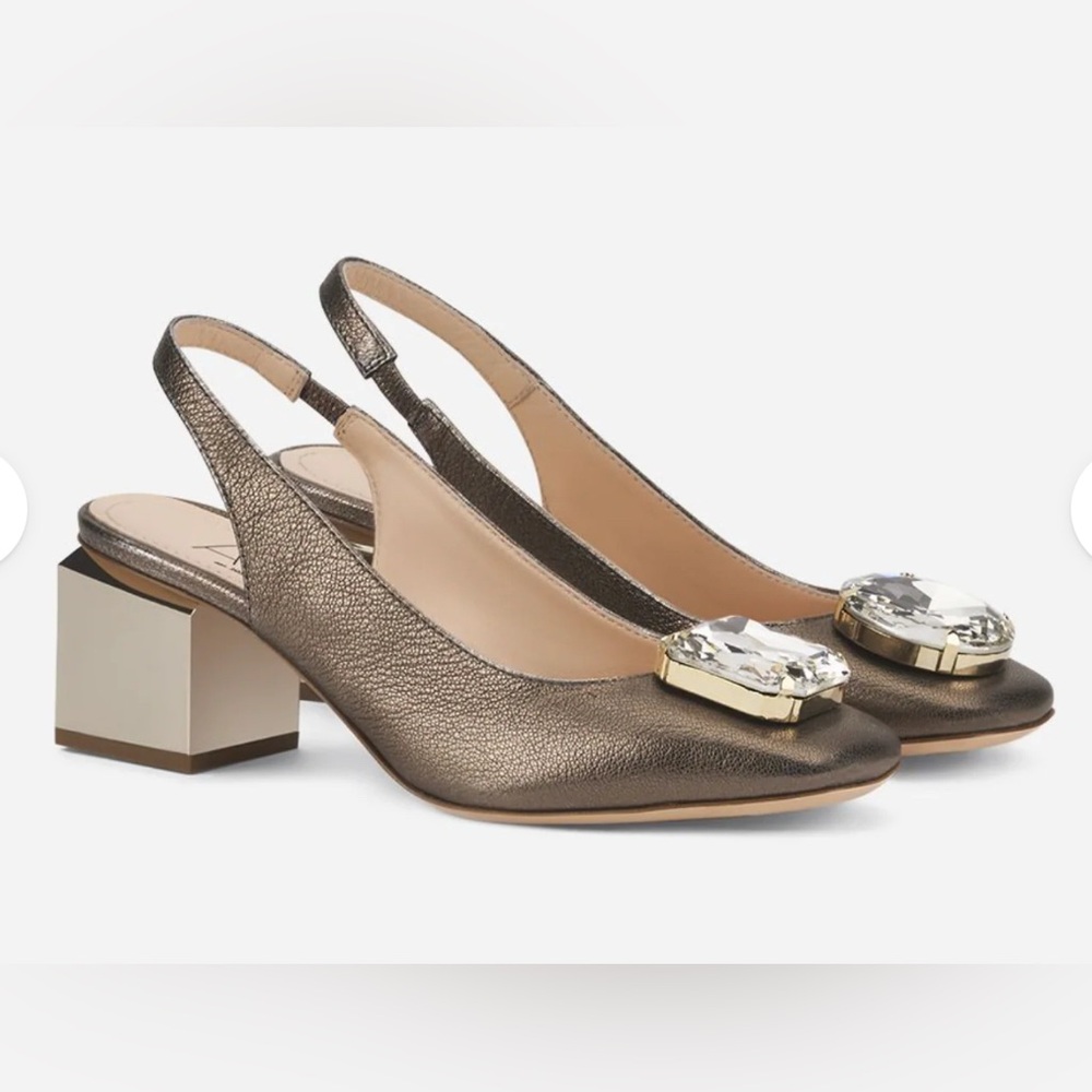 BRAND NEW $550 AGL ANGIE SB CRYSTAL Size 37 1/2 Made in Italy Color PEBBLE